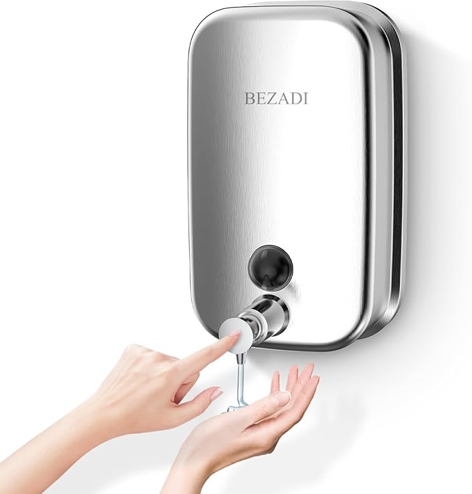 Stainless Steel Hand Soap Dispenser for Bathroom Kitchen 35fl oz/1000ml Wall Mount Liquid Soap Dispensers 8183