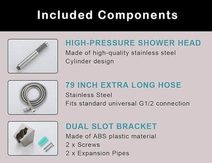 Handheld Shower Head with Hose, Hand Held Shower Wand Head with Long Hose, High Pressure RV Shower Head with Handheld Spray Combo, Dog Shower Attachment, Brushed Nickel