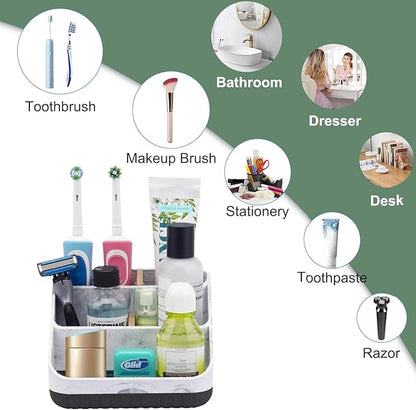 Chintu Toothbrush Holders for Bathroom Counter Organizer - 6 Slots Kids Tooth Brushing Holder Rustic Toothbrush and Toothpaste Holder for Vanity Organization Farmhouse Electric Toothbrush Caddy Black