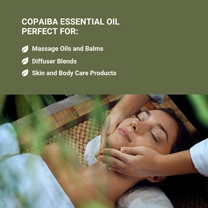 Copaiba Essential Oil - Direct from Amazon Jungle Essential Oils Brazil - Steam Distilled - Aceite de Copaiba for Aromatherapy, Massage, Diffuser, DIY Candle and Soap Making - 22lbs