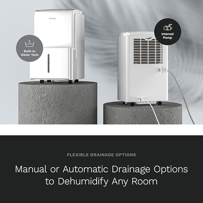 hOmeLabs Dehumidifier for Home, Office, Basements with Powerful Moisture Removal, Humidity Control, Auto Shut-off, Quiet Operation - 6,000 Sq Ft Rooms (40 Pint MAX 104 Pint at 95°F, 90% RH) with Pump