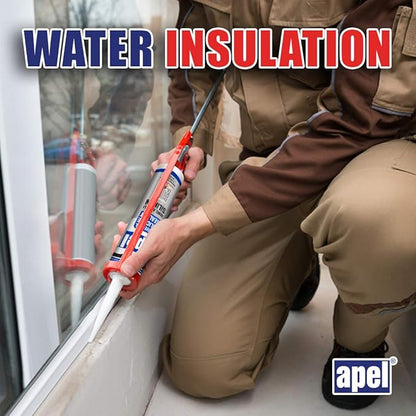 apel All Purpose Clear Silicone Sealant Waterproof (24 x 10.5 fl.oz.), 100% Silicone Caulk, Weatherproof & Flexible Adhesive Sealant for Indoor and Outdoor Use, Transparent - 24 Pack