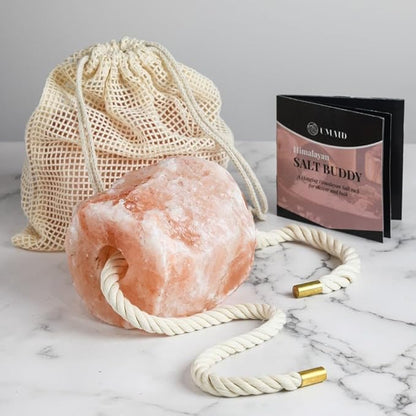 UMAID Himalayan Bath Salt Buddy™ 4 lb Hanging Himalayan Rock Salt for Bath & Shower – Himalayan Stone for Relaxation – 2025 Holiday Edition, Unique Gifts for Men, Women & Couples, White Elephant Gift