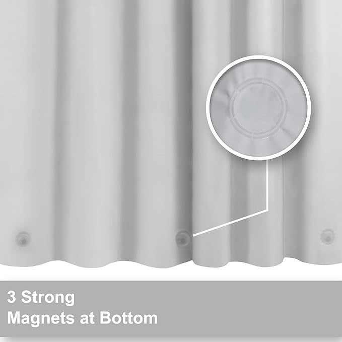 Barossa Design Gray Silver Long Shower Curtain Liner 78" Height - 3 Magnets & Waterproof Lightweight PEVA Shower Liner for Bath Tub, PVC Free, Metal Grommets, Silver Gray, 72x78