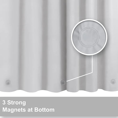 Barossa Design Silver Gray Stall Shower Curtain Liner with 3 Magnets - 36" x 72" Waterproof PEVA Plastic Narrow Shower Liner Lightweight for Small Bathroom, Metal Grommets - Gray Silver