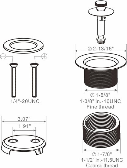 Bronze Bathtub Tub Drain Conversion Kit Assembly, Wellup Lift and Turn Twist Tub Drain Trim Kit with Two-Hole Overflow Faceplate, Oil Rubbed Bronze