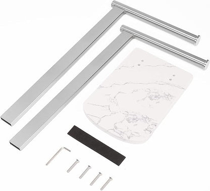 NearMoon Hand Towel Holder with Balanced Marble Base, SUS304 Stainless Steel Stand Towel Ring L Shape Hand Towel Rack Free-Standing Towel Bar for Bathroom Kitchen Countertop(Double Rod Brushed Nickel)