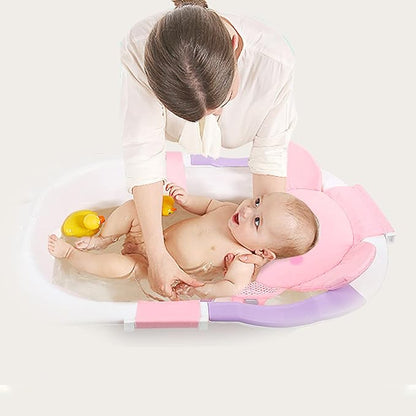 AIR&TREE Baby Bath Seat Support Net, Quick Drying, Adjustable, Comfortable, Non-Slip, Infant Bathtub Sling Shower Mesh for a Tub, with Safety Support Corners (Pink)