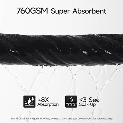REDKISS Luxury 100% Cotton 8 Piece Bath Towel Sets, 2 Bath Sheets (35x70 in), 2 Hand, 4 Washcloths, Super Absorbent & Quick-Dry Shower Towel for Bathroom Spa Gym Hotel Yoga - Black