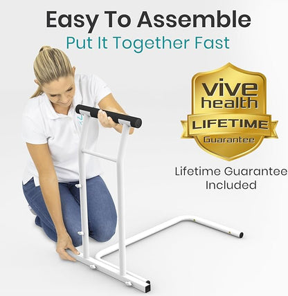 Vive Toilet Safety Rail with Arms - Toilet Support Frame w/Handles for Seniors - Grab Bar Handrail for Elderly, Handicap & Disabled - Bathroom Riser Assistance Aid - Stand Alone Lifter to Help Stand