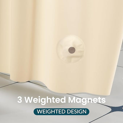 Titanker Plastic Shower Curtain Liner, 72x72 Beige Shower Liner Lightweight PEVA Shower Curtains for Bathroom, Waterproof Shower Liner with Magnets and Rustproof Grommets