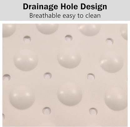 Mrcrypos Corner Shower Mats 31 x 31 Inches Bath Mat with Suction Cups and Drain Holes, Quick Dry Anti Slip Bathmat Machine Washable Shower Stall Mats for Bathroom, White