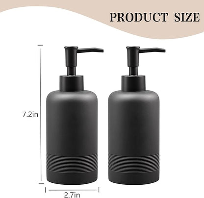 2pcs/Set Hand Soap Dispenser Sets - 10.8oz Refillable Resin Liquid Soap Dispensers with Rust-Proof Pump for Bathroom Countertop or Kitchen, Classic Black