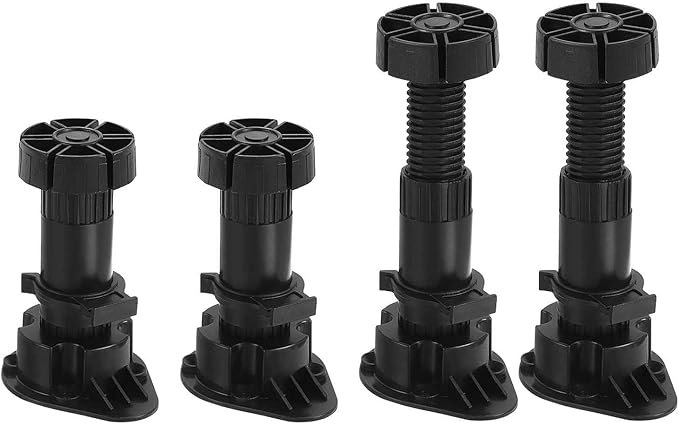 100x44mm(LxW) Adjustable Leveling Feet - 4Pack- Good for Furniture - Leveler Support Frame Replacement Legs - Black