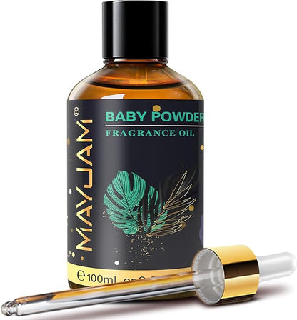 MAYJAM 100ML/3.38FL.OZ Baby Powder Fragrance Oils with Glass Dropper, Essential Oils for Diffusers for Home, Long Lasting Scented Oils for Diffusers Soap Candle Making