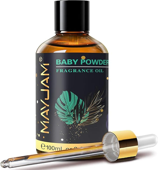 MAYJAM 100ML/3.38FL.OZ Baby Powder Fragrance Oils with Glass Dropper, Essential Oils for Diffusers for Home, Long Lasting Scented Oils for Diffusers Soap Candle Making
