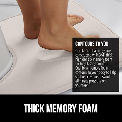 GORILLA GRIP Thick Memory Foam Toilet Rug for Bathroom, U Shaped Washable, Soft Absorbent Velvet Topside Floor Mats, Machine Wash, Cushioned Luxury Rugs for Bath Room, 22.5 x 19.5, Cream