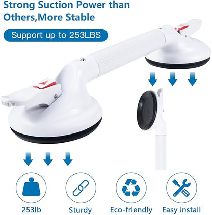 17inch Upgrade Suction Shower Grab Bar, Portable Shower Handle Bar Suction Grip Bar Bathtub Handle with Strong Hold Suction Cup Fitting and Rapid Release for Bathroom(Max Capacity :300lb