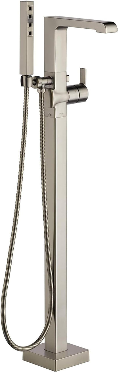 Delta Ara Freestanding Tub Faucet with Hand Held Shower, Brushed Nickel Floor Mount Tub Filler, Stainless T4767-SSFL (Valve Not Included)