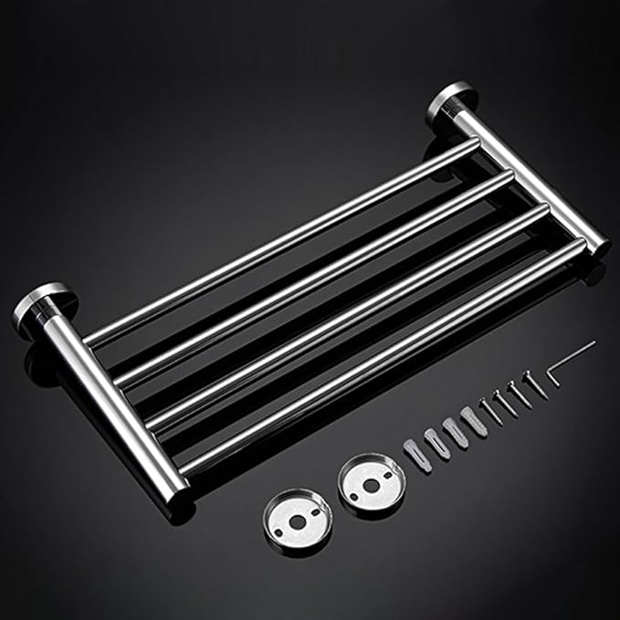 20 Inch Bathroom Towel Rack, Hotel Style Towel Racks for Bathroom Wall Mounted, Modern Towel Bar Rack, 2-Tier Towel Shelves, Polished Chrome