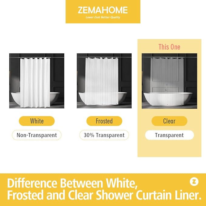Narrow Size Clear Plastic Shower Curtain Liner, 42x72 Inch Thin Lightweight Transparent Plastic Bathroom Shower Showroom Inner Curtain with Rustproof Metal Grommet Holes and Weighted Magnets
