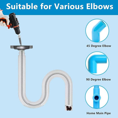 Drain Snake, Spring Drain Clog Remover with Electric Drill Connector, Durable Metal Hair Snake Tool Drain Opener for Sewer Kitchen Sink Bathroom Clogged Unblocker,1 Pcs 118.1 Inch 9.8 FT