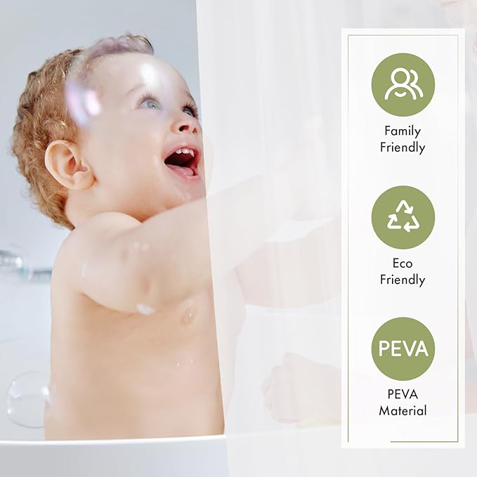 Amazer Plastic Shower Curtain Liner with Magnets, 72x72 Frosted Shower Liner PEVA Waterproof Inside Shower Curtains Liner for Bathroom with Rustproof Grommet