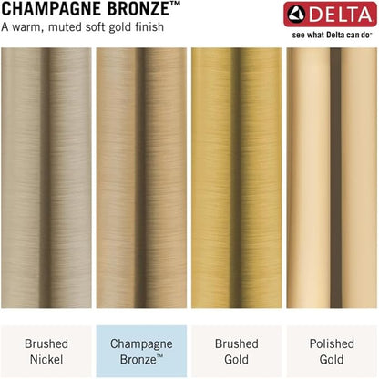 Delta Modern 14 Series Square Rain Shower Faucet Set, Brushed Gold Shower Head and Handle Set, Valve Trim Kit, Champagne Bronze T14268-CZ-PP (Valve Not Included)