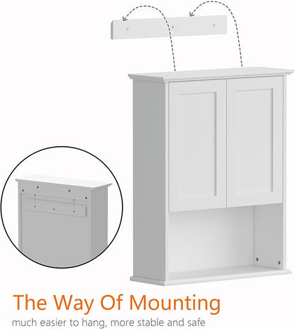 Bathroom Wall Cabinet, Over The Toilet Storage Cabinet, 23x29 Inch Medicine Cabinet with 2 Door & Adjustable Shelf, Bathroom Cabinet Wall Mount for Laundry Room, Kitchen, Small Spaces