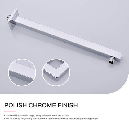 Shower Arm with Flange 16 Inch Stainless Steel Overhead Shower Extension Arm Bathroom Wall Mounted Pipe for Rainfall Showerhead, Chrome