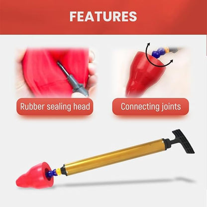 Heavy Duty Air Pressure Drain Tool For Clogged Toilets Plunger Sinks Drains Clog Remover Ergonomic Grip Flexible Rubber Pipe