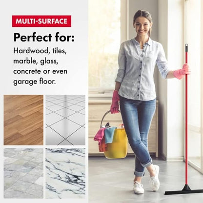 Heavy-Duty Floor Squeegee - Large 18" Wide Blade & 55" Long Handle Professional Grade Concrete, Garage & Commercial Rubber Squeegee Broom Floor Cleaner - Wood, Tile, Shower, Glass, Deck, Window