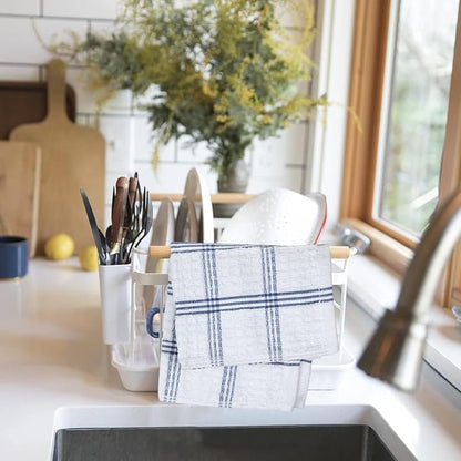 DAN RIVER Premium Dish Cloth 100% Cotton 12 X 12 Inches |Pack of 8|-Ultra Soft Tea Towels-Highly Absorbent Kitchen Rags-Terry Dishcloth for Kitchen and Household Cleaning |Blue Opal|