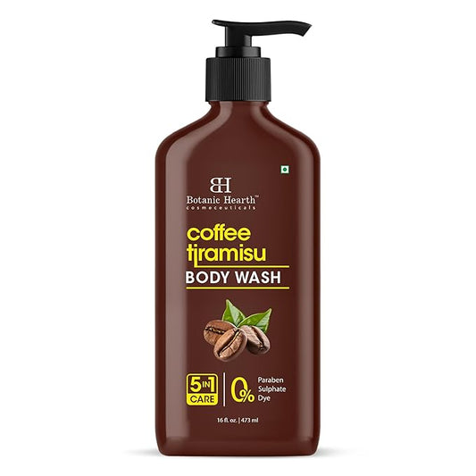 Botanic Hearth Coffee Tiramisu Body Wash – 5-in-1 Nourishing Cleanser with Invigorating Coffee Aroma, Hydrating Formula, Sulfate & Paraben Free – 16 fl oz