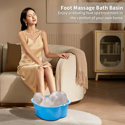 Foot Soaking Tub Large Size Foot Basin Sturdy Soaking Feet Bucket Massager Tub Exfoliation Callus Pedicure Foot Spa Bath Bucket for Women and Men (Blue)