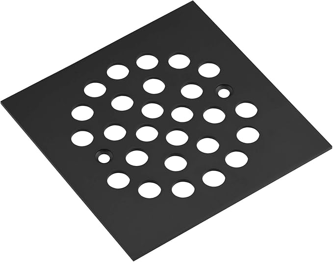 Square 4-1/4 Inch (108mm*108mm) Screw-in Shower Drain Cover Replacement Square Floor Drainer Grate, (Black)