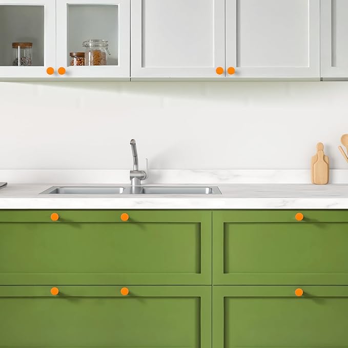 Ravinte 25 Pack Cabinet Knobs Orange Kitchen Cabinet Knobs Round Dresser Drawer Pulls Closet Door Pulls 1-1/5 Inch
