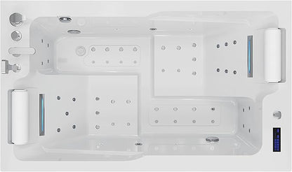Empava PRO Series Jetted Tub, Luxury 56-Jet Whirlpool Bathtub | Ozone Sanitization, AM/FM Radio & Chromatherapy, Alcove Design, 71" Acrylic Spa Tub for Two