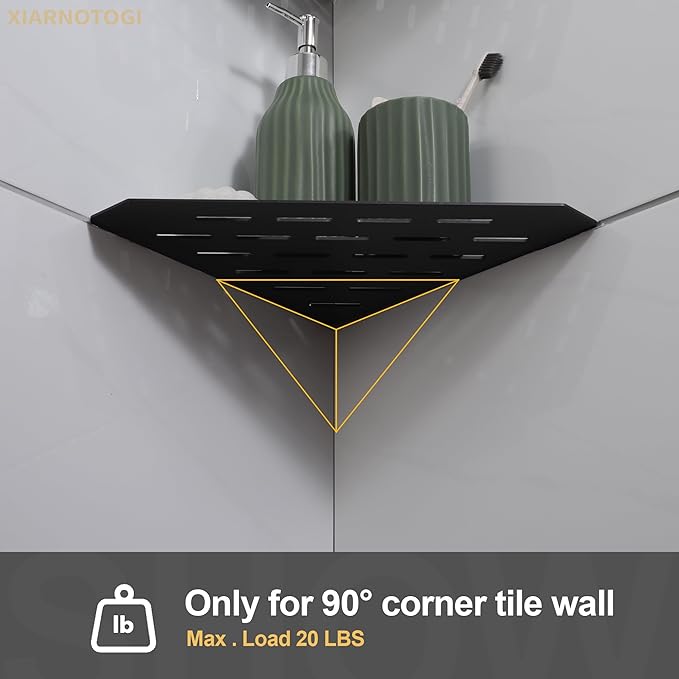 Recessed Corner Shower Shelf, 10" SUS304 Stainless Steel, Heavy Duty Shower Shelf, Grout in Bathroom Shelves for Tile Walls (2 Pack, Rectangle-Matte Black)