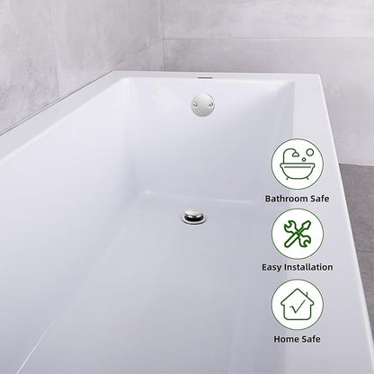 Brushed Nickel Bathtub Drain Tip-Toe Tub Trim Set with Two-Hole Overflow Faceplate Bathroom Tub Drains Replacement Conversion Tub Drain Kit Assembly with Universal Fine & Coarse Thread