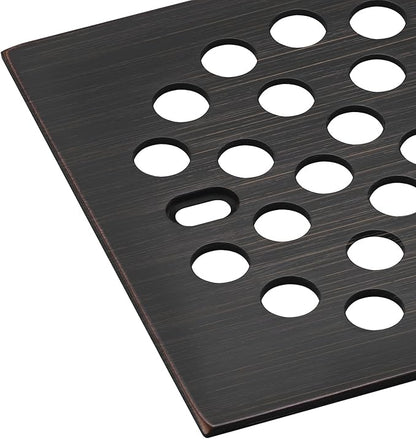 RRAJJ Square Improve 4-1/4 Inch(108mm*108mm) Screw-in Shower Floor Drain Grate Strainer (Oil Rubbed Bronze)