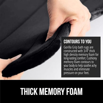 GORILLA GRIP Memory Foam Bath Mat, Soft Absorbent US Designed Bathroom Rug, Gripping Dots Machine Washable Bathmat, Cushioned Floor Mats, Shower Sink Rugs Room Décor Accessories, 42x24 Black