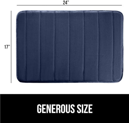 GORILLA GRIP Memory Foam Bath Mat, Soft Absorbent US Designed Bathroom Rug, Gripping Dots Machine Washable Bathmat, Cushioned Floor Mats, Shower Sink Rugs Room Décor Accessories, 24x17 Navy Blue