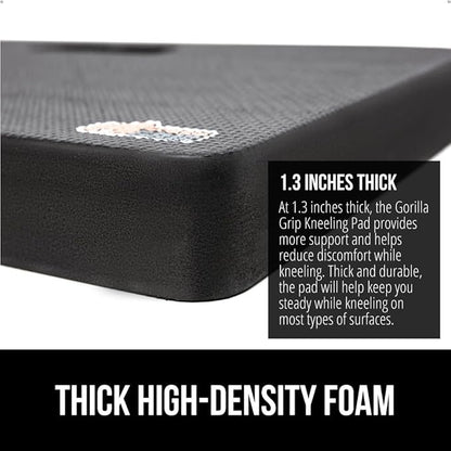 GORILLA GRIP Extra Thick Patent Pending Soft Foam Kneeling Pad, Supportive Large Cushion Knee Pads for Gardening, Baby Bath Time, Dirt and Water Resistant, Workout and Garden Supplies, 17.5x11, Black