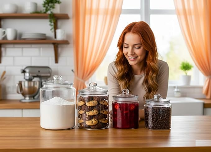 1.5 Gallon Glass Jar With Lid - Extra Gasket - Glass Cookie Jar - Glass Storage Container, Clear Canisters with Airtight Lids, Flour, Pet Treats, Kitchen Food Storage, for Pantry or Laundry
