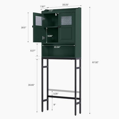 Over The Toilet Storage, Bathroom Over The Toilet Organizer, Above Toilet Storage with Double Doors and Soft Hinges Over Toilet Storage Shelf Over The Toilet Storage Cabinet (Forest Green)