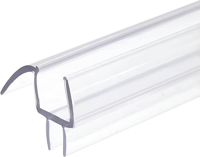 KC Hardware Frameless Shower Door Bottom Seal Strip with Drip Rail - Shower Door Seal Sweep for 3/8 Inch Thick Glass - Acts as a Leak Guard to Prevent Water Leaks - 39 Inch - Ultra Clear - Pack of 1
