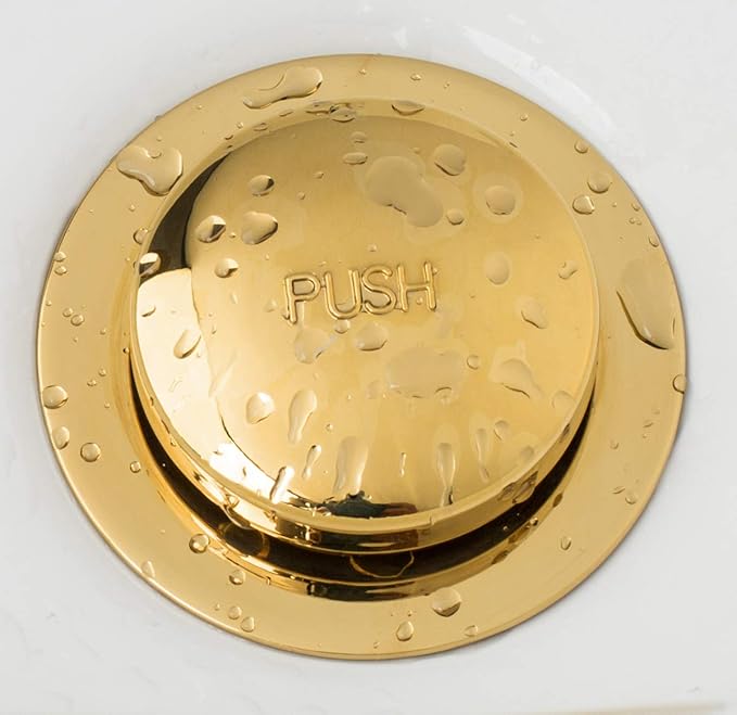 Artiwell Tip-Toe Bathtub Drains Trim Set with Two-Hole Overflow Faceplate, Replacement Bath Drain Trim Kit with 2-Hole Overflow Faceplate and Universal Fine/Coarse Thread (POLISHED BRASS)