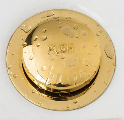 Artiwell Tip-Toe Bathtub Drains Trim Set with Two-Hole Overflow Faceplate, Replacement Bath Drain Trim Kit with 2-Hole Overflow Faceplate and Universal Fine/Coarse Thread (POLISHED BRASS)