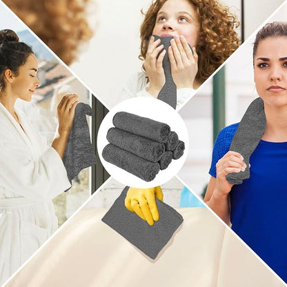 Orighty 6-Pack Grey Hand Towels - Quick Drying & Absorbent Microfiber Gym Towels 16x28 inches - Lightweight & Thin Grey Yoga Towel - Multi-Purpose Camping Towel for SPA, Hotel & Bathroom